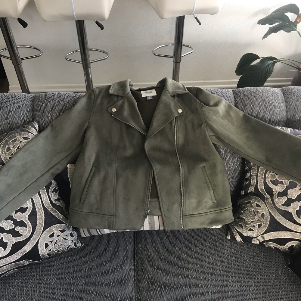 Olive suede moto jacket
